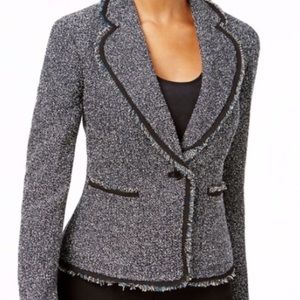 Ann Klein Fringe Tweed Blazer